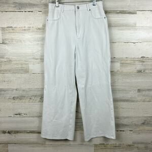 Gianni Bini Womens 8 soft white wide leg pants zip boho cotton dress comfort